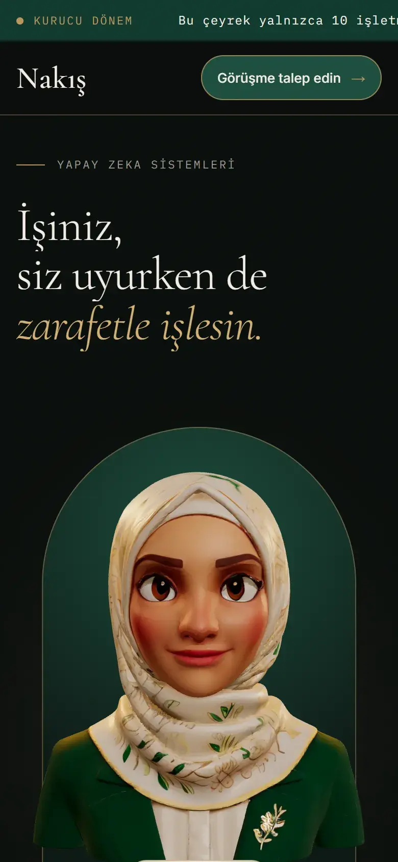 Nakış sitesinin telefondaki karşılama ekranı