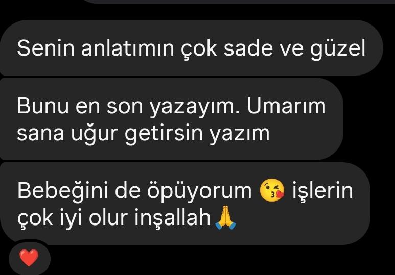 Katılımcı mesajı: Senin anlatımın çok sade ve güzel. Bebeğini de öpüyorum, işlerin çok iyi olur inşallah.